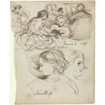 thumbnail image 2 of Sir George Hayter 15x18 Gold Ornate Wood Frame and Double Matted Museum Art Print Titled - Sketches of Women (1855), 2 of 4