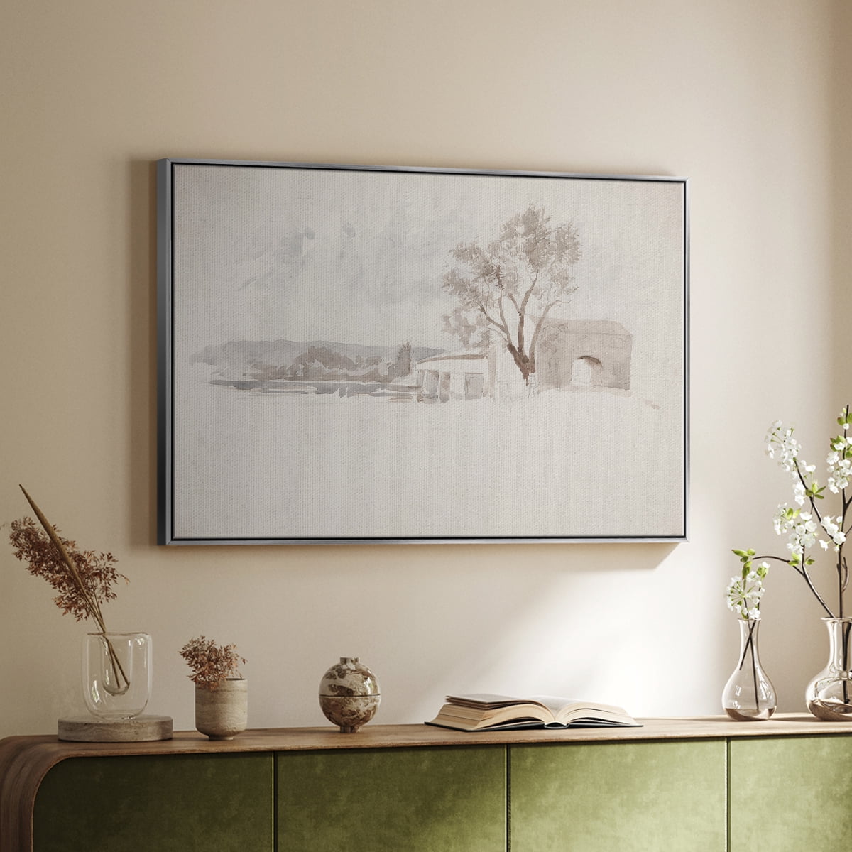 Vintage Sketch-XXVI By Wexford Home Framed in Silver Wood Gallery Wrapped Canvas 27 in. x 41 in.