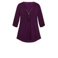 thumbnail image 3 of Ave Studio Women's Plus Size Luella Plain Top 3/4 Length Split Sleeves V-Neckline, 3 of 4