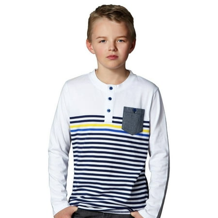 - Leo&Lily Big Boys' Kids' Cardigan T shirts Yarn Dyed Stripe T- Shirt
