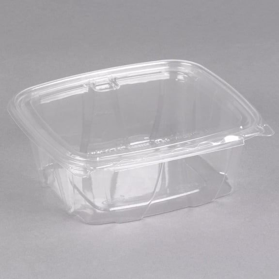 Dart CH32DEF Clear Pac Safe Seal 32 oz. Tamper-Resistant, Tamper-Evident Container with Flat Lid -7 1/8" x 6 3/8" x 2 5/8" - 200/Case