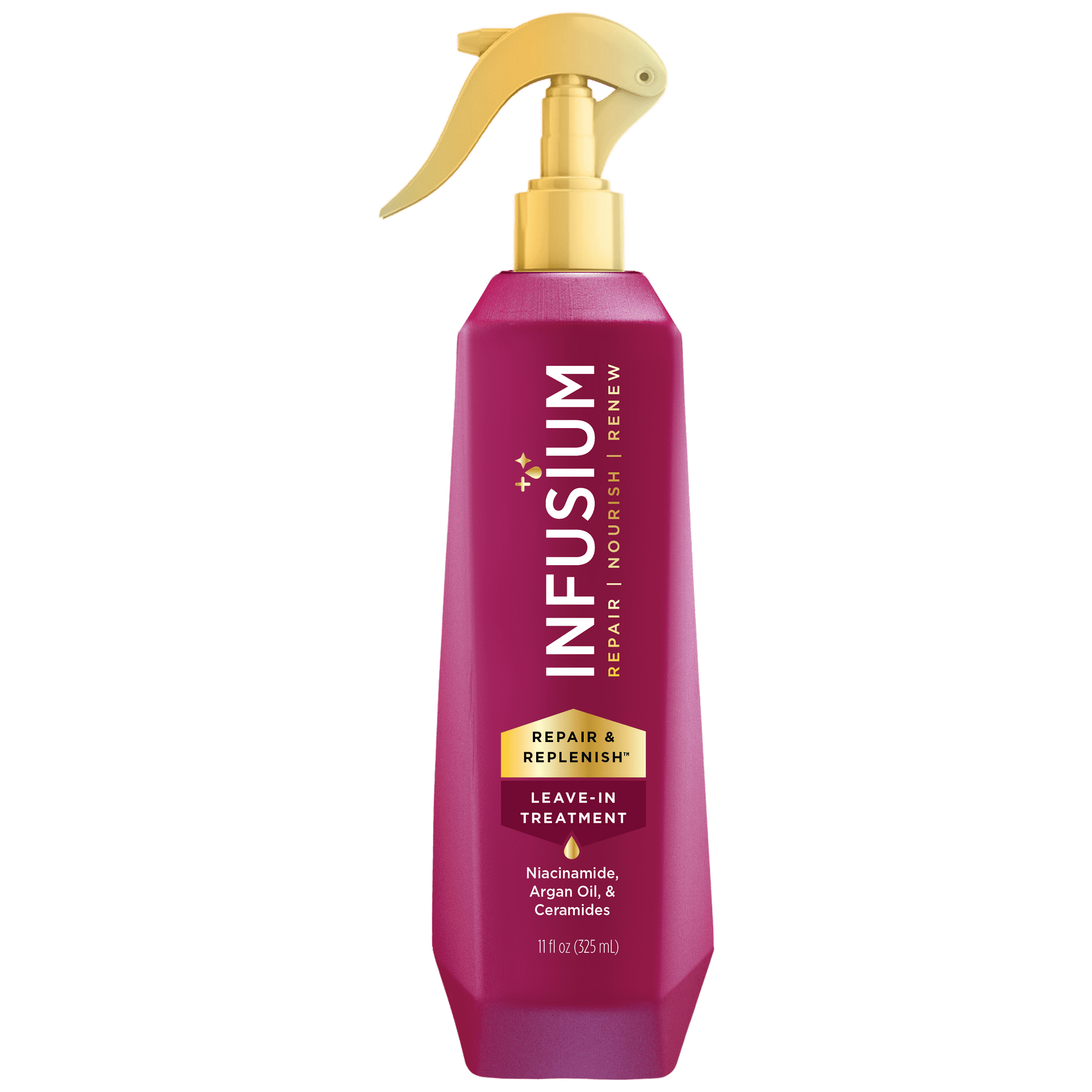 Infusium Repair & Replenish Leave-in Treatment Spray for All Hair Types, with Niacinamide, Argan Oil & Ceramides, 11 fl oz