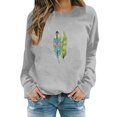 thumbnail image 2 of TANGNADE Women Outerwear Sweatshirt Women's Feather Print Casual Fashion Sweatshirt Top Feather Womens Sweater Grey L, 2 of 4