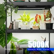 Barrina 4-Pack T5 Magnetic Grow Lights 5000K Full Spectrum Grow Lamps 1FT LED Plant Light Black Cover LED Grow Light Strips 3 Mounting Modes Plug and Play