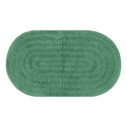 Beautiful by Drew Barrymore Oval Cotton Bath Rug, Pine Green, 20 in x 34 in