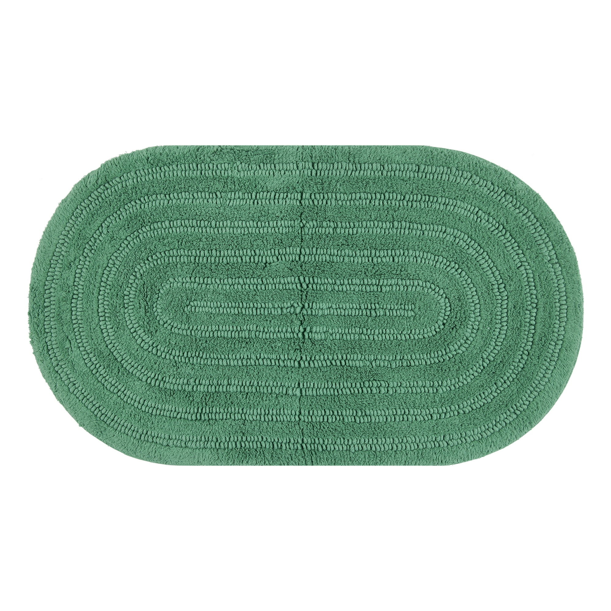 Beautiful by Drew Barrymore Oval Cotton Bath Rug, Pine Green, 20 in x 34 in