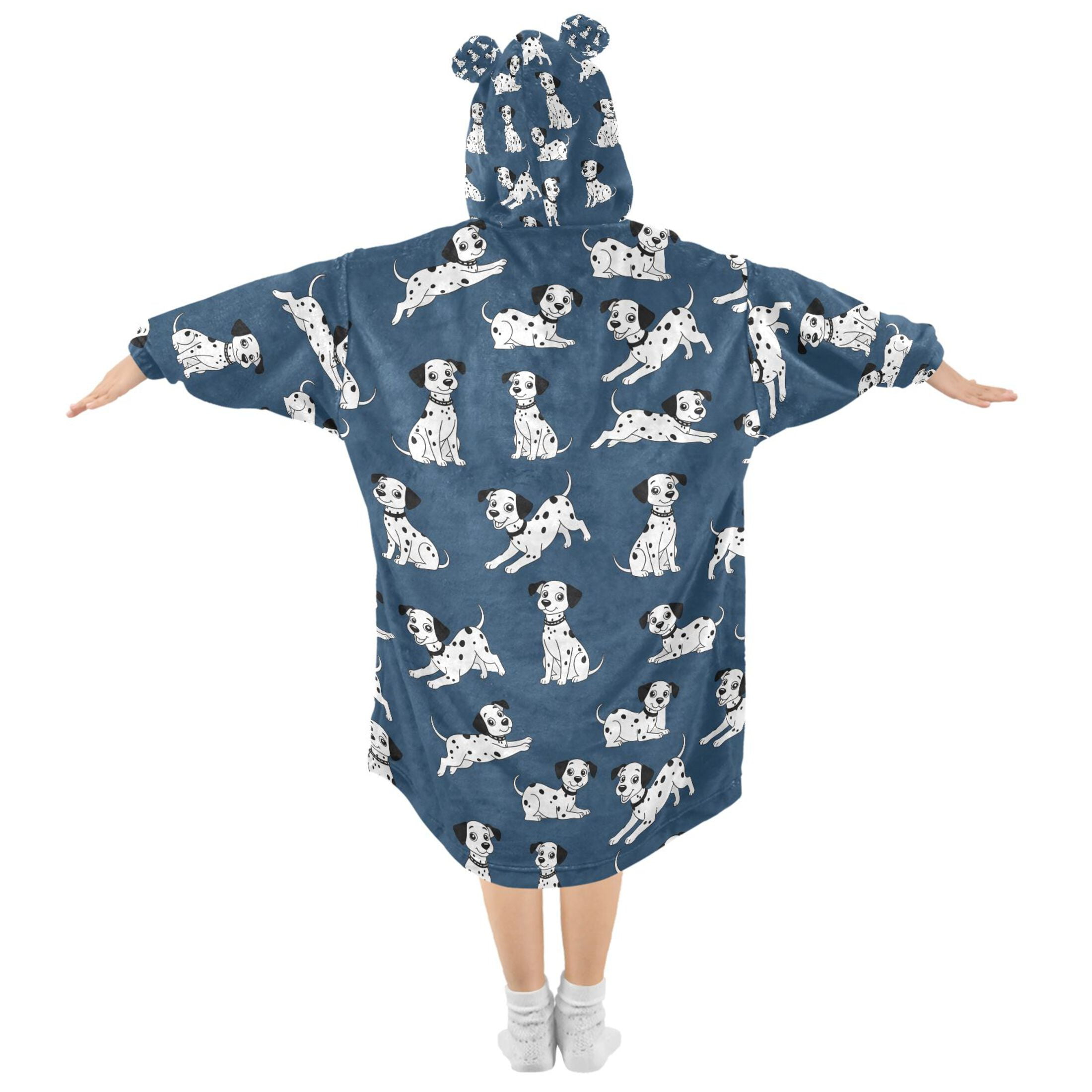 joogoo Wearable Blanket Hoodie Cartoon Dalmatian Dog for Flannel Sherpa Pocket 3-14 YR L