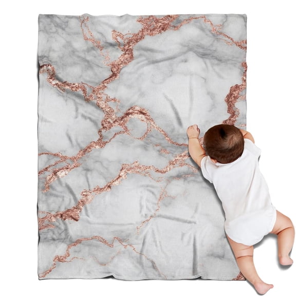 Gray Rose Gold Marble Pattern Blanket,Comfortable Soft Flannel Throw Blanket,All Season,Warm Lightweight Blankets for Sofa Bed Couch Living Room Chair,30"x40"
