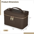 thumbnail image 3 of PU Leather Travel Makeup Bag, Large Capacity Zippered Cosmetic Organizer with Removable Liner, Waterproof Toiletry Bag, Portable Cosmetic Case for Women Skincare Brushes Accessories, 3 of 8