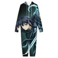 thumbnail image 3 of Demon Slayer Muichiro Tokito Women Men Pajamas Zipper Onesie Jumpsuit Hooded One Piece Sleepwear, 3 of 8