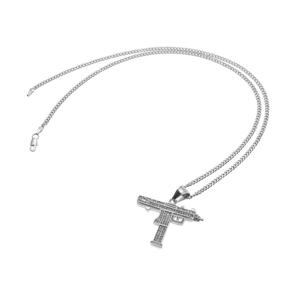 Unisex Fashion Uzi Gun Alloy Pendant Necklace Chain Punk Hip Hop Jewelry Gift CA 