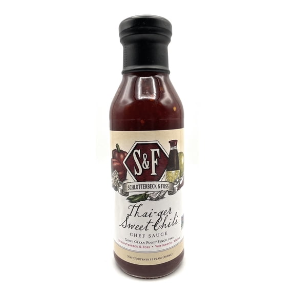 Thai-Ger Sweet Chili Chef Sauce Bottle Spicy and Sweet, Schlotterbeck & Foss 12oz, Pack of 1