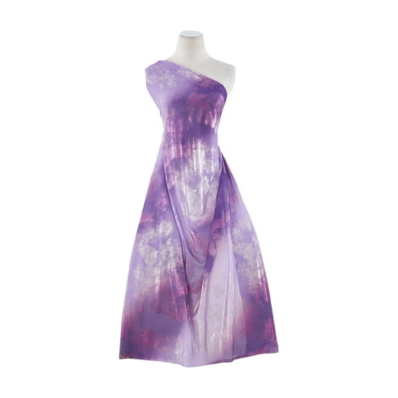 Zelouf Foggy Foil Design On Matte Jersey Chiffon , Sewing, DIY, Crafts Fabric by the Yard, Plum, 3 Yard