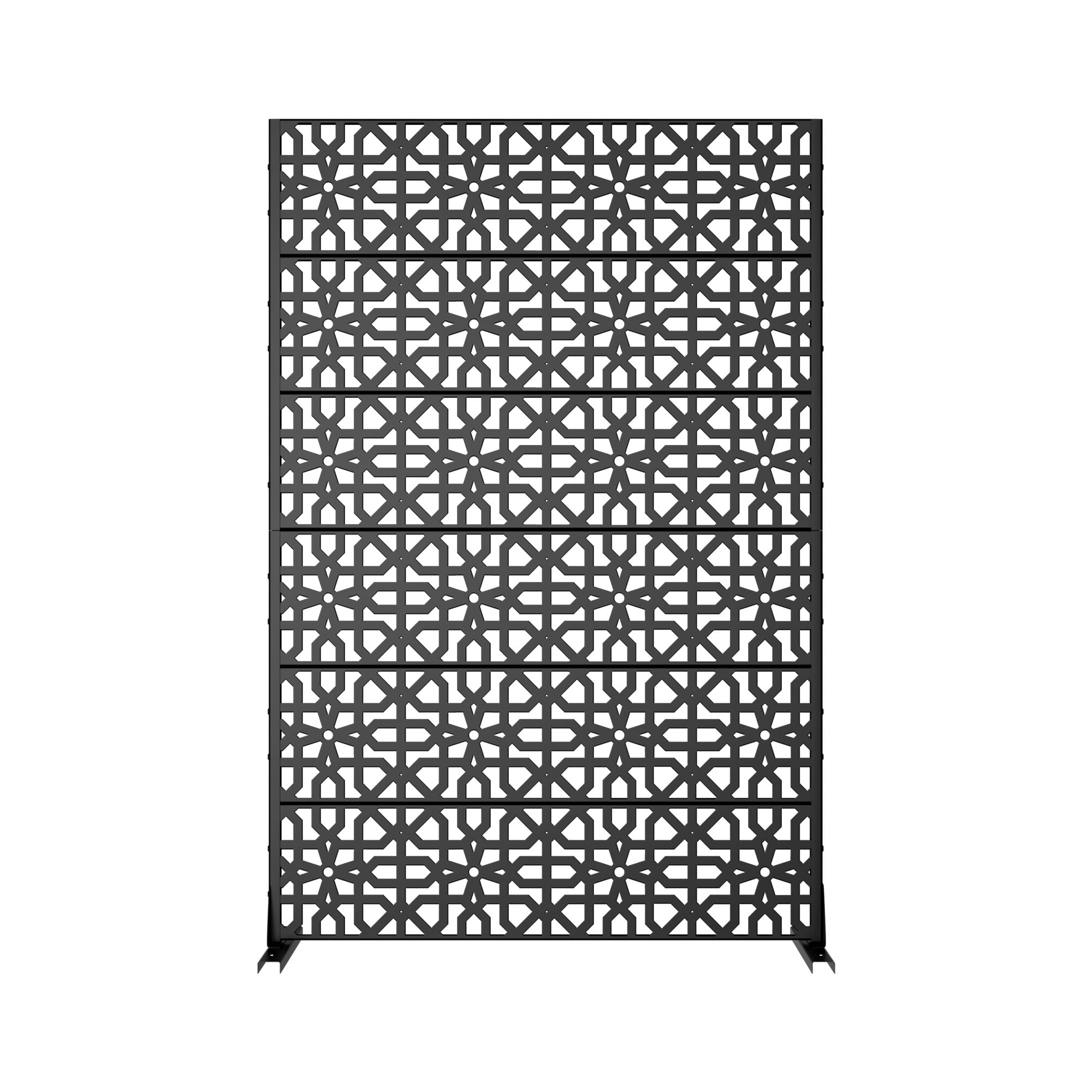 MAYEERTY Weatherproof Galvanized Steel Screen, Windproof Garden & Patio Divider,Chinese window paper-cuts,Black