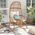 thumbnail image 2 of Dextrus Rocking Egg Chair, Wicker Outdoor Patio Lounge Chair, 440lb Capacity Rocking Basket Chair - Beige, 2 of 11