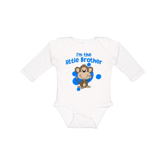 Inktastic I'm The Little Brother with Cute Monkey Boys Long Sleeve Baby Bodysuit