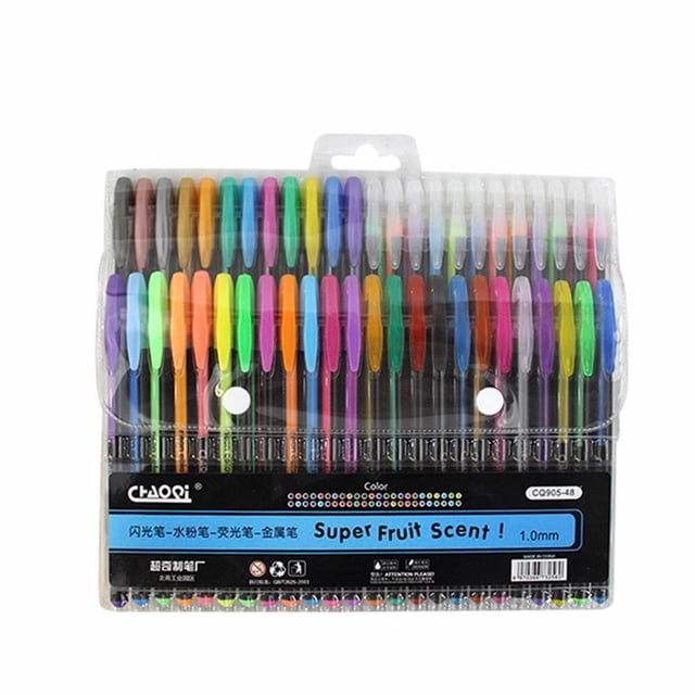 2 Set De Plumas De Gel Colores Neón glitters tradicionales 96PZ multicolor 2P