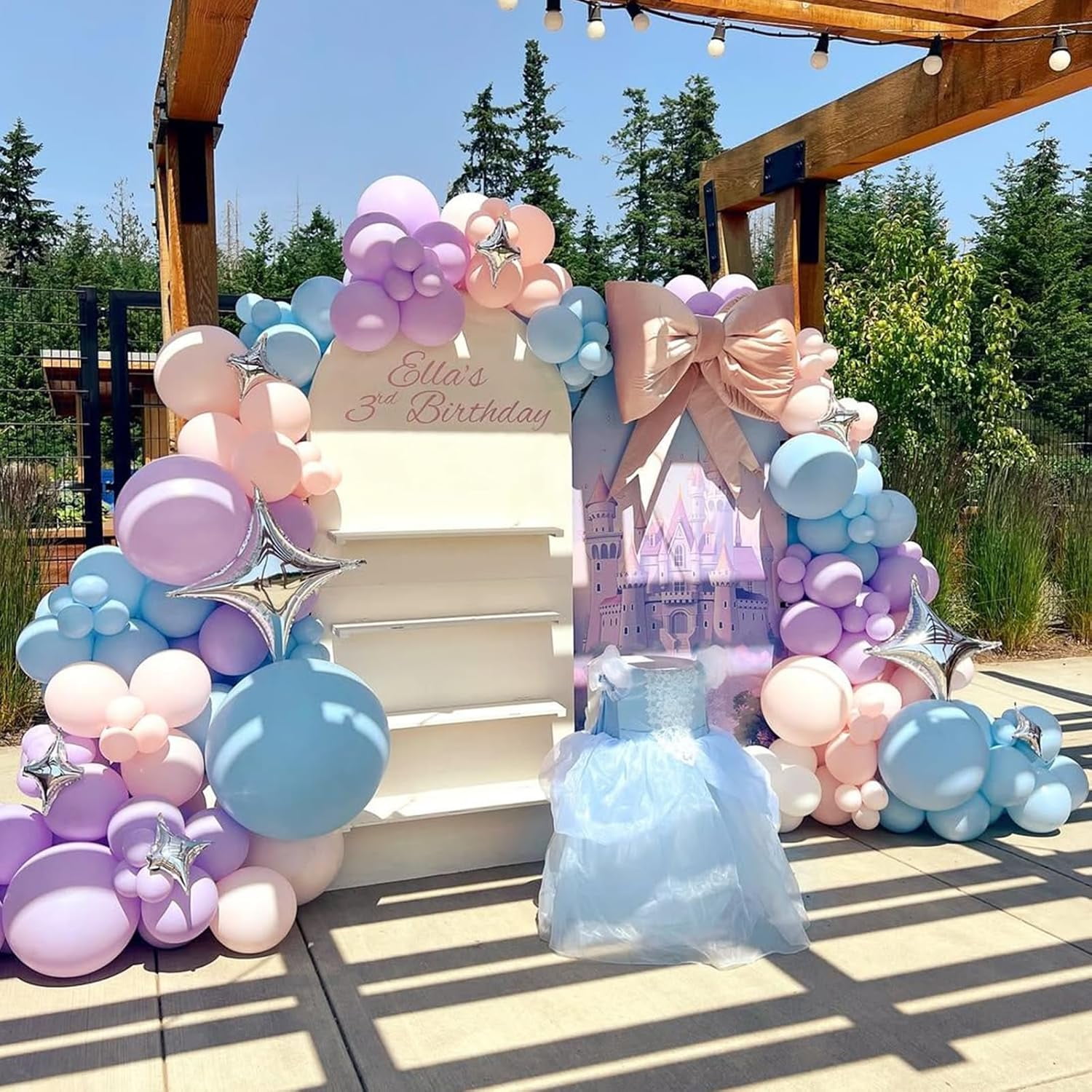 Pastel Tea Balloons Arch Garland Kit, 134pcs Macaron Green,Purple,Pastel Pink Balloons for Birthday Baby Shower Bridal Shower Wedding Anniversary Engagement Gender Reveal Tea Party Decorations