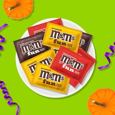 M&M's Milk Chocolate, Peanut & Peanut Butter Candy Fun Size Variety Pack, Party Size - 19.41 Oz Bulk Bag