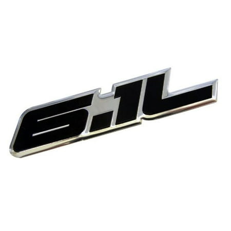 6.1L Liter Black & Polished Silver Hemi Engine Real Aluminum Emblem Badge for Dodge Charger Challenger Magnum Jeep Grand Cherokee Chrysler 300C SRT-8 SRT8 SRT