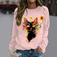 thumbnail image 4 of Gibobby Divertidas Sudaderas Sudadera holgada deportiva informal de felpa con cuello redondo y estampado de y girasol a la moda para mujer(1)(Rosa, M), 4 of 5