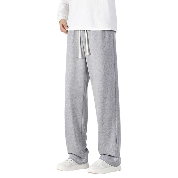 Pantalones rectos holgados informales para hombre - Finos para primavera/verano, color liso, poliéster - Lavables a máquina, XS-XXL, cintura 67-87 cm