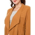 thumbnail image 7 of Unique Bargains Women's Zipper Draped Front Moto Faux Suede Lightweight Fashion Jacket S Brown, 7 of 7