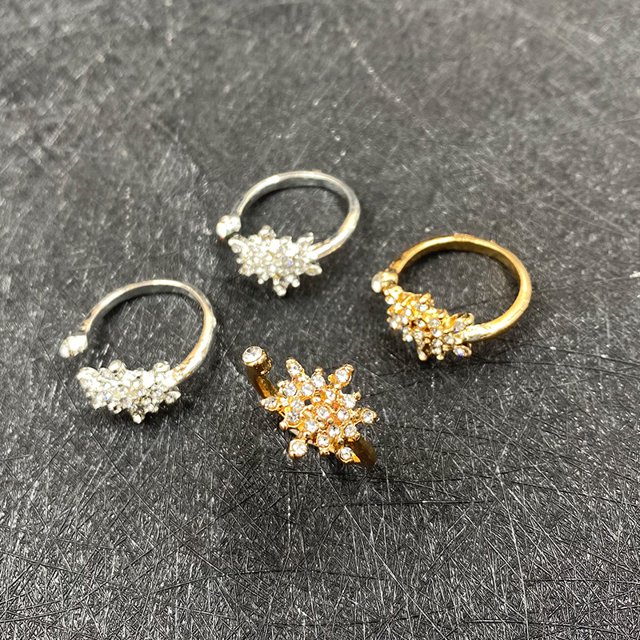 2 pedrería micro-set de plata bañada en oro con personalidad europea y americana, anillo abierto