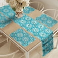 thumbnail image 2 of Ambesonne Abstract Table Runner & Placemats, Star Like Art Deco Motifs, Placemat 4 pcs + Runner 12"x90", Sky Blue Blue, 2 of 2