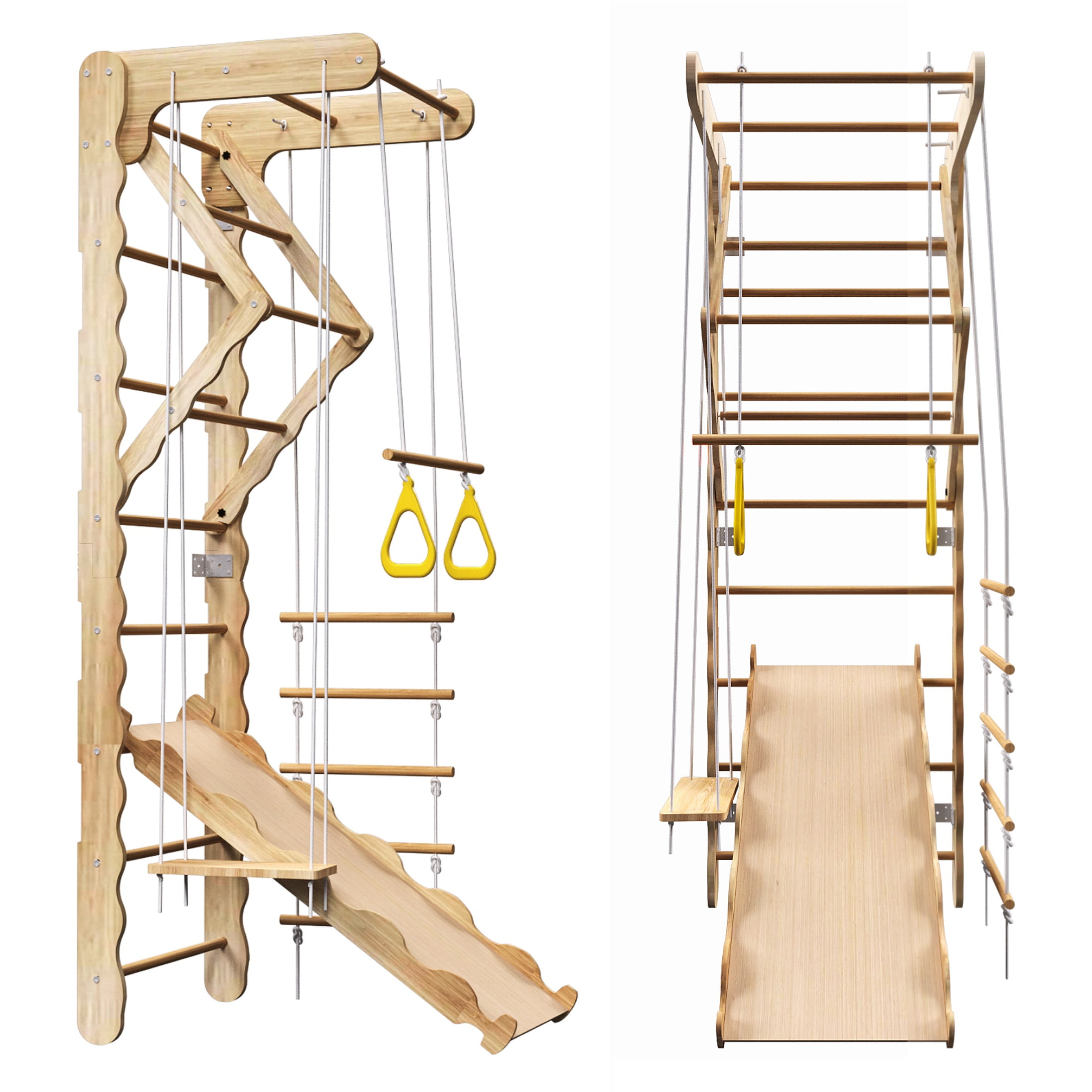 6 in 1 Jungle Gym for Toddlers, SHINPT Indoor Climbing Toy for Kids, Baby Jungle Gym Indoor with Swing, Slide, Ladder, and Climbing Wall, Kids Wooden Play Gym, Toddler Playground for Best Gift