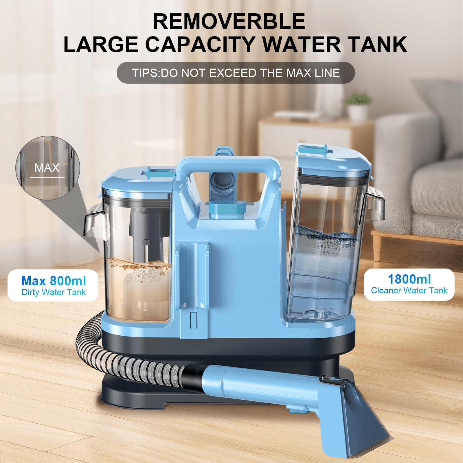 Carpet Cleaner Machine - Upholstery, Portable Spot and Stain Cleaner, Deep Cleaning for Pet Stain, Couch, Stair, Car Seat, Mattress and Carpet
