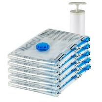 5-Pack Vacuum Storage Bags for Clothes, Travel Space Saver with Hand Pump