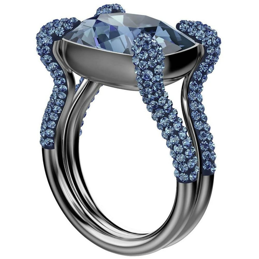 Swarovski Swarovski Blue Crystal Cocktail Ring MAKE UP RECT 5448853 (Medium/55/7) Walmart