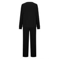 thumbnail image 4 of Workout Long Sets for Women Long Sleeve Two Piece Outfits Wide Leg Matching Side Split Fall Winter Trendy 2025 Pullover Sweatsuit,Black,3XL, 4 of 4
