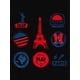 thumbnail image 2 of Camiseta informal de algodón para mujer con estampado geométrico de la Torre Eiffel, cuello redondo, tejido de punto elástico medio, ideal para todas las estaciones, ideal para el tiempo libre., 2 of 6