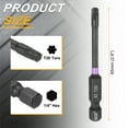 thumbnail image 2 of Uxcell 2pcs T20 Torx Impact Bit de destornillador 1/4" Punta hexagonal 2.6" Largo Magnético Sin agujero, 2 of 7