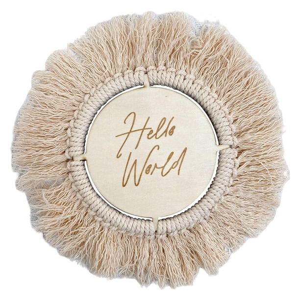 Tarjeta de madera con el hito del mes del bebé, accesorios para fotos, tarjeta de anuncio de nacimiento mensual Diámetro de la borla 20 cm