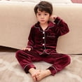 thumbnail image 2 of Conjunto de Pijamas de terciopelo Coral para niños y niñas, ropa de dormir de manga larga de terciopelo cálido para invierno, traje de Año Nuevo para estar en casa, 2 of 2