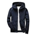thumbnail image 1 of ManxiVoo Boys Lightweight Windbreaker Jacket for Spring Fall Winter Water Resistant Outdoor Coat 140 Size Navy, 1 of 6