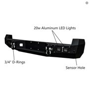 Vijay Compatible with 2005-2006-2007-2008-2009-2010-2011-2012-2013-2014-2015 Toyota Tacoma Rear Bumper Textured Black Steel with 4xLED Lights and 2xD-rings