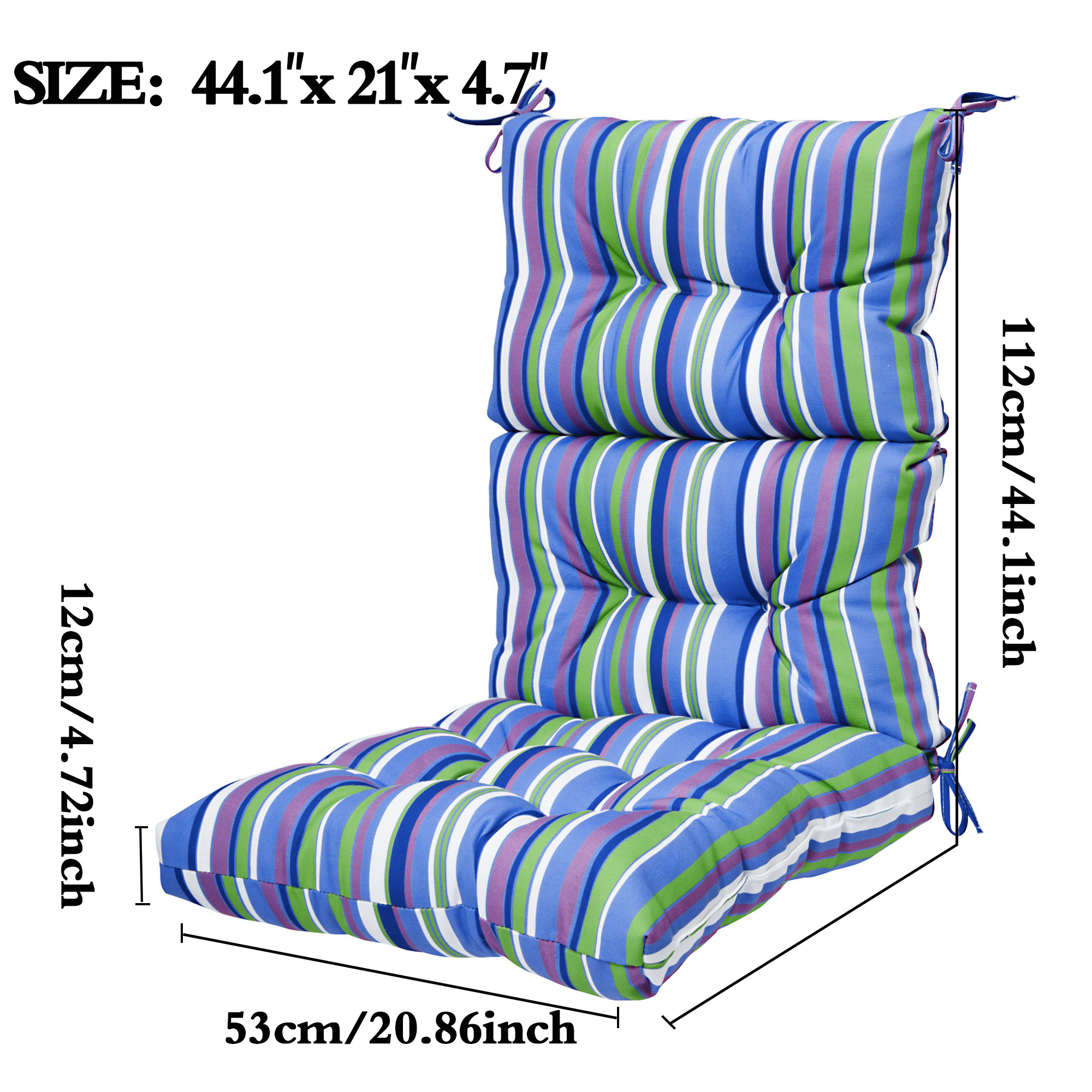 LELINTA 4 Pcs 44Inch Patio Chaise Lounger Cushion for Rocking Chair, Indoor/Outdoor Lounger Cushions Rocking Chair Pads Sofa Cushion - Thick Padded Seat Cushion Swing Seat Sets Cushion s with Ties - image 2 of 7