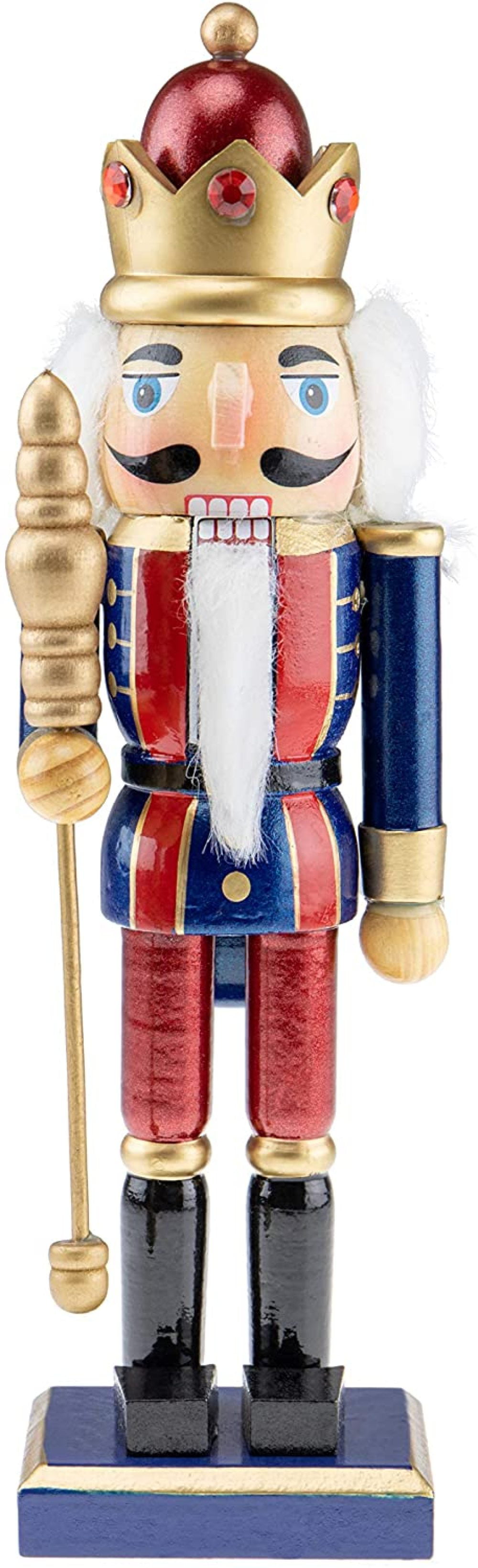 Festive Christmas Décor for Shelves and Tables Clever Creations Blue Rider Music Box 10 Inch Traditional Wooden Nutcracker