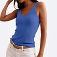thumbnail image 7 of Womens Ribbed Knit Tank Top Summer Sleeveless Square Neck Casual Basic Slimming Sweater Vest Tops Blue M, 7 of 7