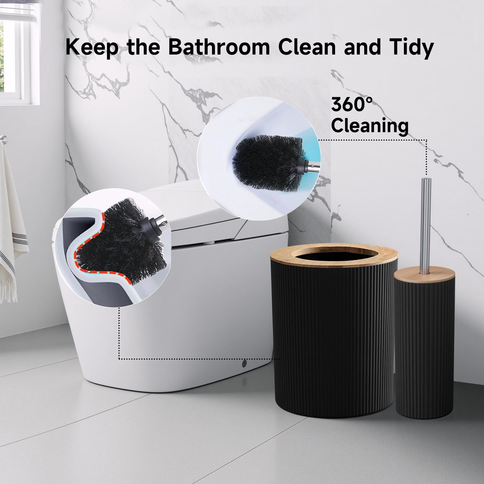ALLJOY Bathroom Accessories, 23Pcs Black Bathroom Accessories with Shower Curtain and Rugs Set,Bathroom Decor and Accessories