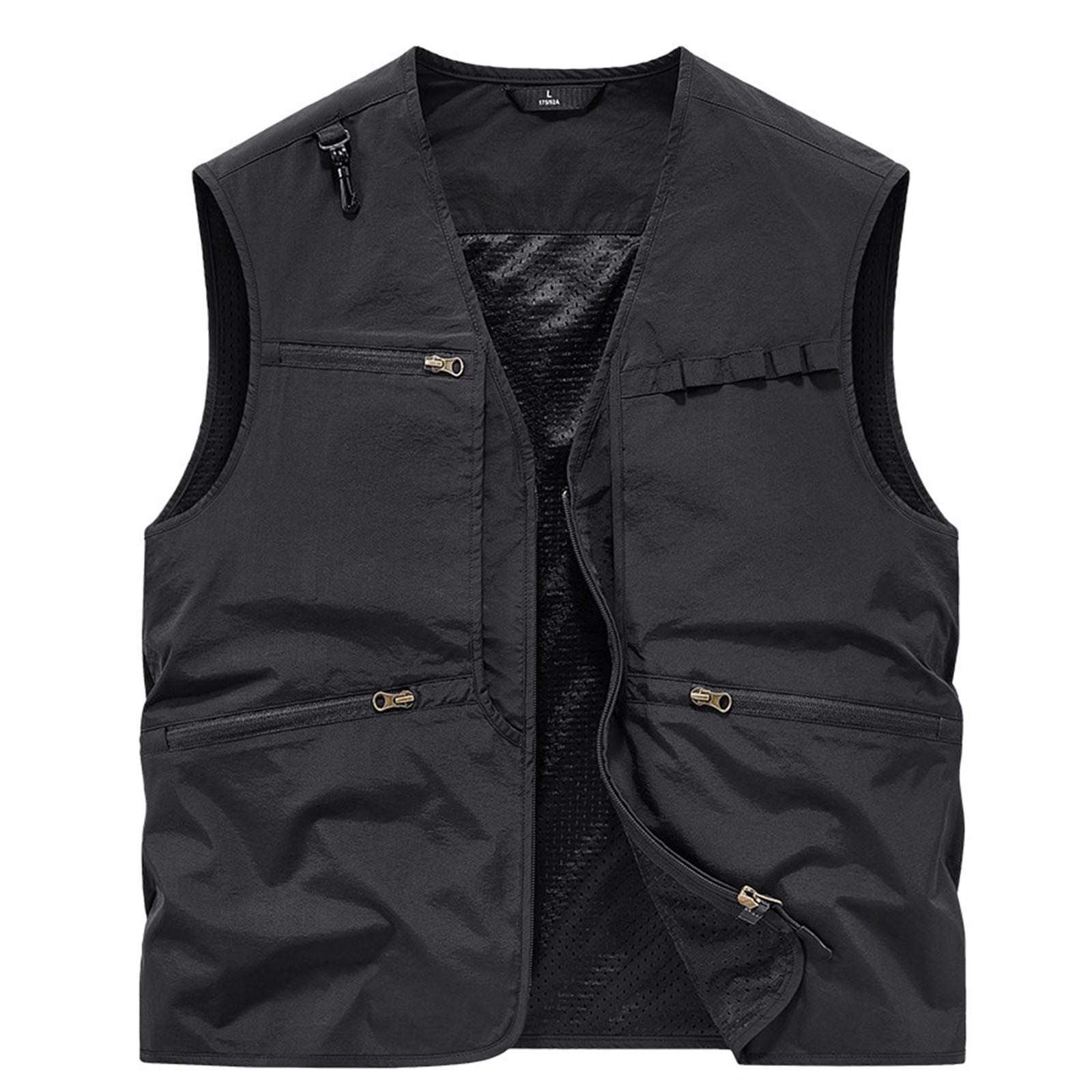 VBTAPA Men's Quick Dry Vest Lightweight Outdoor Fishing Travel Sleeveless Jackets Fashion Cargo Vests Black XXL