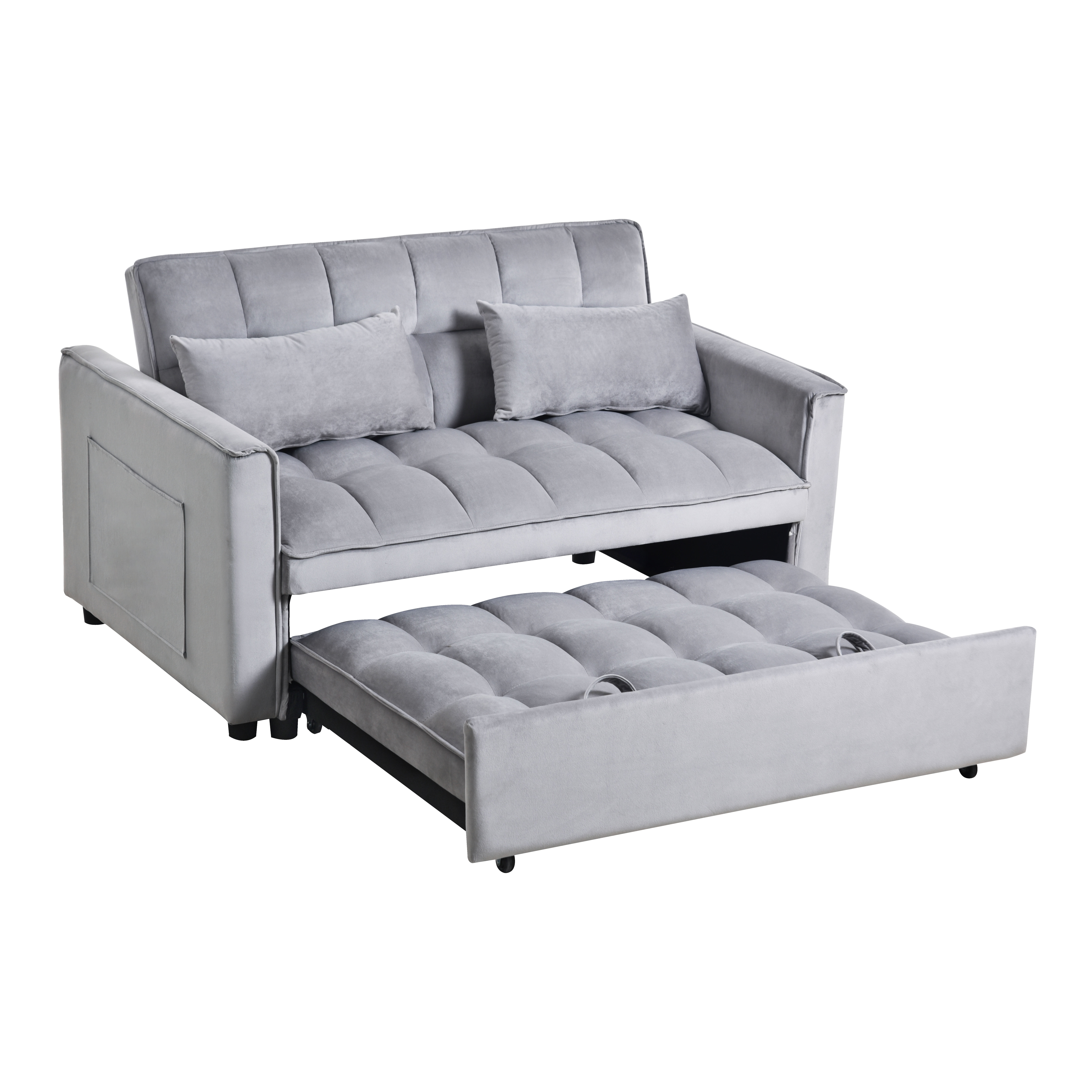 MAYEERTY 3-in-1 Velvet Convertible Sleeper Sofa Bed with Adjustable Backrest Pull-Out Couch for Living Room Apartment Small Space