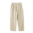 thumbnail image 4 of Bxsruta Men's Drawstring Cropped Pants Relaxed Fit Casual Summer Trousers with Front Pockets, 4 of 6