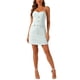 thumbnail image 1 of Vestido a cuadros INSPIRE CHIC para mujer con decoración de botones y tirantes de espagueti, vestido de tweed azul S, 1 of 4