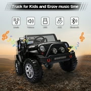 Dazone 12V Kids Ride on Jeep Car, Electric 2 Seats Off-road Jeep Ride on Truck Vehicle with Remote Control, LED Lights, MP3 Music, Black