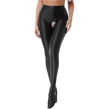 

YiZYiF Womens Hollow Out Long Stockings Stretchy Crotchless Pantyhose